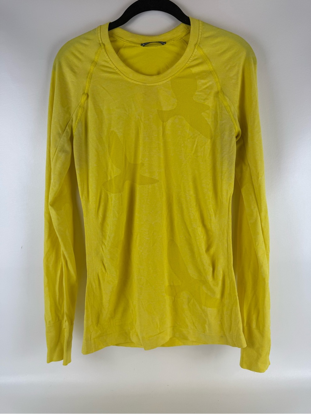 Oiselle Flyte Seamless Long Sleeve Running Top Yellow Birds Size M